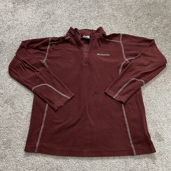 Columbia Sweatshirt Women Small Maroon Fleece 1/4 Zip High Neck Pullover Outdoor - Picture 1 of 10